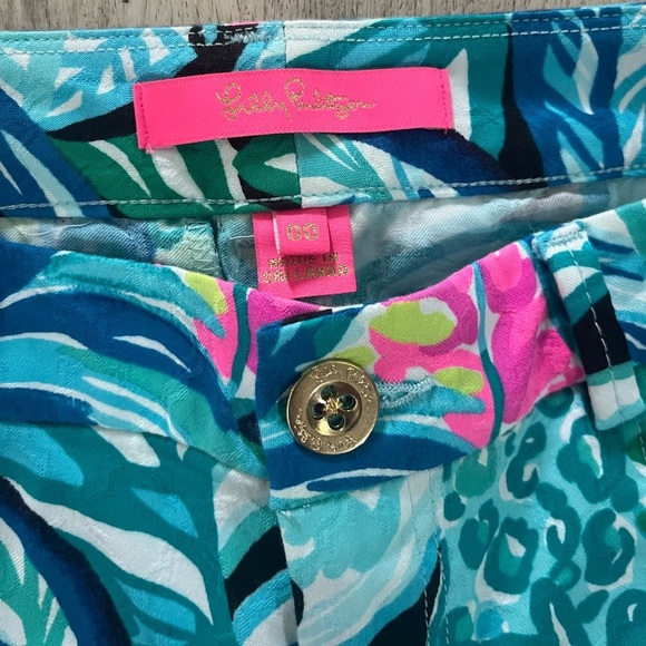 Lilly Pulitzer Vibrant Leaf Print Kelly Skinny Ankle Pants 00 - Picture 4 of 7